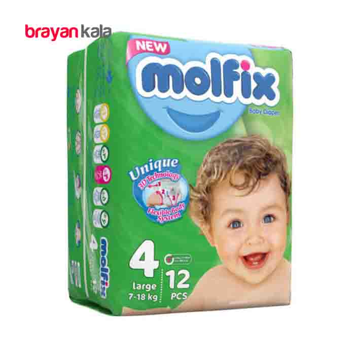 عکس اصلی پوشک مولفیکس سایز 4 (large) بسته 12 عددی